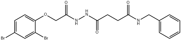 N-benzyl-4-{2-[(2,4-dibromophenoxy)acetyl]hydrazino}-4-oxobutanamide 구조식 이미지