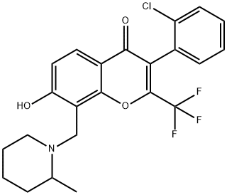 3-(2-chlorophenyl)-7-hydroxy-8-[(2-methyl-1-piperidinyl)methyl]-2-(trifluoromethyl)-4H-chromen-4-one Structure