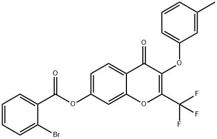 3-(3-methylphenoxy)-4-oxo-2-(trifluoromethyl)-4H-chromen-7-yl 2-bromobenzoate 구조식 이미지