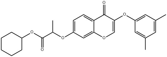 cyclohexyl 2-{[3-(3,5-dimethylphenoxy)-4-oxo-4H-chromen-7-yl]oxy}propanoate Structure