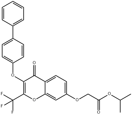 isopropyl {[3-([1,1'-biphenyl]-4-yloxy)-4-oxo-2-(trifluoromethyl)-4H-chromen-7-yl]oxy}acetate 구조식 이미지