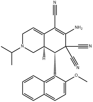 6-amino-2-isopropyl-8-(2-methoxy-1-naphthyl)-2,3,8,8a-tetrahydro-5,7,7(1H)-isoquinolinetricarbonitrile Structure