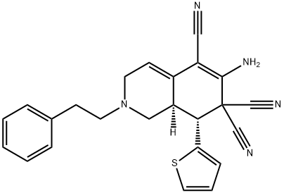 6-amino-2-(2-phenylethyl)-8-(2-thienyl)-2,3,8,8a-tetrahydro-5,7,7(1H)-isoquinolinetricarbonitrile 구조식 이미지