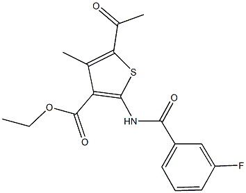 ethyl 5-acetyl-2-[(3-fluorobenzoyl)amino]-4-methyl-3-thiophenecarboxylate Structure