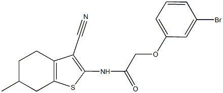 2-(3-bromophenoxy)-N-(3-cyano-6-methyl-4,5,6,7-tetrahydro-1-benzothien-2-yl)acetamide 구조식 이미지