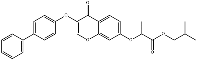 isobutyl 2-{[3-([1,1'-biphenyl]-4-yloxy)-4-oxo-4H-chromen-7-yl]oxy}propanoate 구조식 이미지