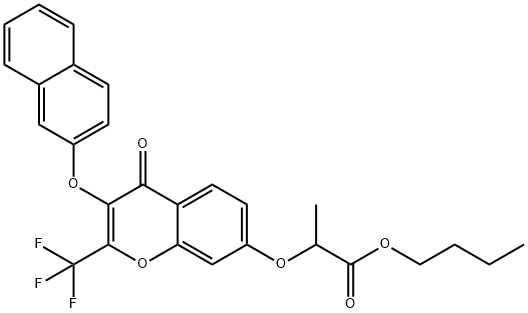 butyl 2-{[3-(2-naphthyloxy)-4-oxo-2-(trifluoromethyl)-4H-chromen-7-yl]oxy}propanoate Structure