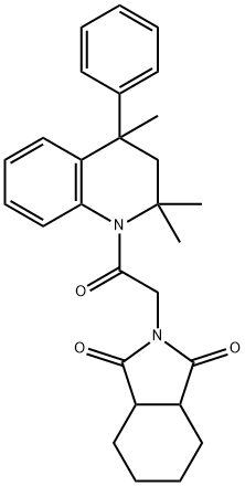 2-[2-oxo-2-(2,2,4-trimethyl-4-phenyl-3,4-dihydro-1(2H)-quinolinyl)ethyl]hexahydro-1H-isoindole-1,3(2H)-dione 구조식 이미지