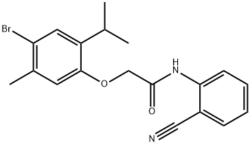 2-(4-bromo-2-isopropyl-5-methylphenoxy)-N-(2-cyanophenyl)acetamide 구조식 이미지
