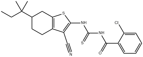 N-(2-chlorobenzoyl)-N'-(3-cyano-6-tert-pentyl-4,5,6,7-tetrahydro-1-benzothien-2-yl)thiourea 구조식 이미지