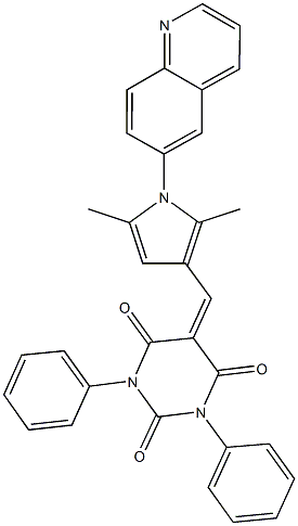 5-{[2,5-dimethyl-1-(6-quinolinyl)-1H-pyrrol-3-yl]methylene}-1,3-diphenyl-2,4,6(1H,3H,5H)-pyrimidinetrione Structure