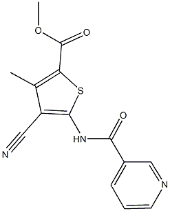 methyl 4-cyano-3-methyl-5-[(3-pyridinylcarbonyl)amino]-2-thiophenecarboxylate 구조식 이미지