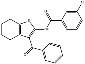 N-(3-benzoyl-4,5,6,7-tetrahydro-1-benzothien-2-yl)-3-chlorobenzamide 구조식 이미지