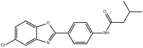 N-[4-(5-chloro-1,3-benzoxazol-2-yl)phenyl]-3-methylbutanamide 구조식 이미지