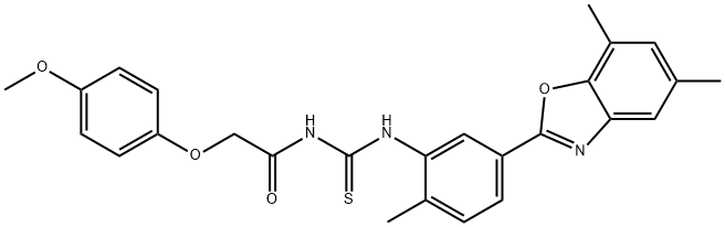 N-[5-(5,7-dimethyl-1,3-benzoxazol-2-yl)-2-methylphenyl]-N'-[(4-methoxyphenoxy)acetyl]thiourea 구조식 이미지