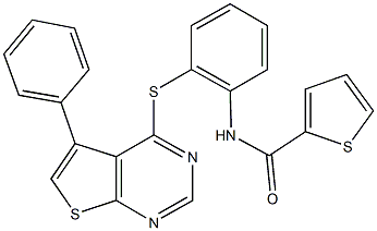 N-{2-[(5-phenylthieno[2,3-d]pyrimidin-4-yl)sulfanyl]phenyl}-2-thiophenecarboxamide 구조식 이미지