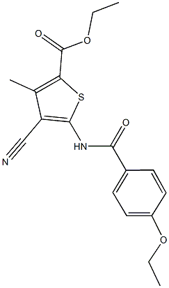 ethyl 4-cyano-5-[(4-ethoxybenzoyl)amino]-3-methyl-2-thiophenecarboxylate Structure