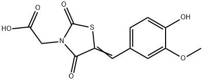 [5-(4-hydroxy-3-methoxybenzylidene)-2,4-dioxo-1,3-thiazolidin-3-yl]acetic acid 구조식 이미지
