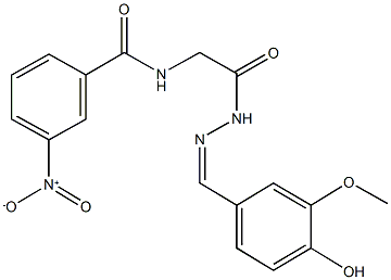 N-{2-[2-(4-hydroxy-3-methoxybenzylidene)hydrazino]-2-oxoethyl}-3-nitrobenzamide 구조식 이미지