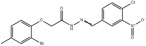 2-(2-bromo-4-methylphenoxy)-N'-{4-chloro-3-nitrobenzylidene}acetohydrazide 구조식 이미지