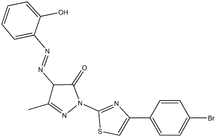 2-[4-(4-bromophenyl)-1,3-thiazol-2-yl]-4-[(2-hydroxyphenyl)diazenyl]-5-methyl-2,4-dihydro-3H-pyrazol-3-one 구조식 이미지