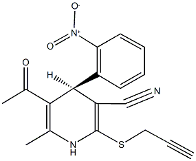 5-acetyl-4-{2-nitrophenyl}-6-methyl-2-(2-propynylsulfanyl)-1,4-dihydro-3-pyridinecarbonitrile 구조식 이미지