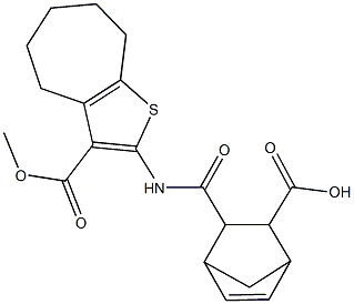 3-({[3-(methoxycarbonyl)-5,6,7,8-tetrahydro-4H-cyclohepta[b]thien-2-yl]amino}carbonyl)bicyclo[2.2.1]hept-5-ene-2-carboxylic acid 구조식 이미지