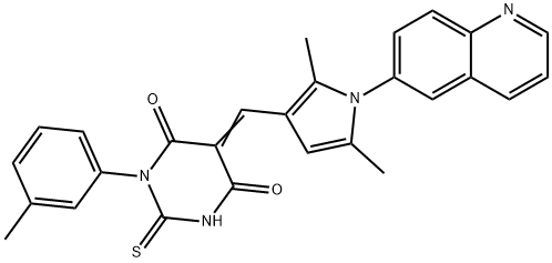 5-{[2,5-dimethyl-1-(6-quinolinyl)-1H-pyrrol-3-yl]methylene}-1-(3-methylphenyl)-2-thioxodihydro-4,6(1H,5H)-pyrimidinedione Structure