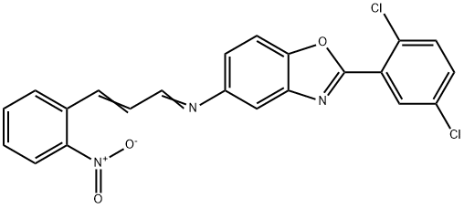 2-(2,5-dichlorophenyl)-5-[(3-{2-nitrophenyl}-2-propenylidene)amino]-1,3-benzoxazole 구조식 이미지