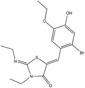5-(2-bromo-5-ethoxy-4-hydroxybenzylidene)-3-ethyl-2-(ethylimino)-1,3-thiazolidin-4-one Structure