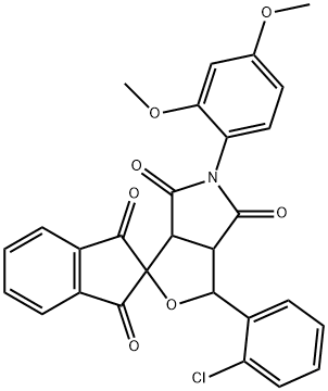 5-(2,4-dimethoxyphenyl)-1-(2-chlorophenyl)dihydro-1',3',4,6(2'H,3H,5H)-tetraoxospiro(1H-furo[3,4-c]pyrrole-3,2'-[1'H]-indene) Structure