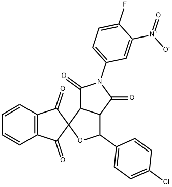 1-(4-chlorophenyl)-5-(4-fluoro-3-nitrophenyl)dihydro-1',3',4,6-tetraoxospiro[1H-furo[3,4-c]pyrrole-3,2'-(1'H)-indene] Structure