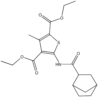diethyl 5-[(bicyclo[2.2.1]hept-2-ylcarbonyl)amino]-3-methyl-2,4-thiophenedicarboxylate Structure