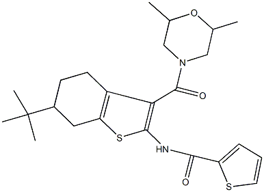 N-{6-tert-butyl-3-[(2,6-dimethyl-4-morpholinyl)carbonyl]-4,5,6,7-tetrahydro-1-benzothien-2-yl}-2-thiophenecarboxamide 구조식 이미지