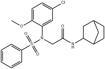 N-bicyclo[2.2.1]hept-2-yl-2-[5-chloro-2-methoxy(phenylsulfonyl)anilino]acetamide 구조식 이미지