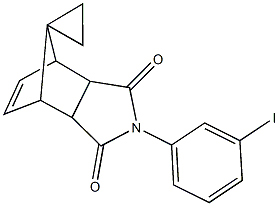 4-(3-iodophenyl)-3,5-dioxo-4-azatricyclo[5.2.1.0~2,6~]dec-8-ene-10-spiro-1'-cyclopropane 구조식 이미지