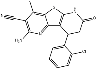 2-amino-9-(2-chlorophenyl)-4-methyl-7-oxo-6,7,8,9-tetrahydrothieno[2,3-b:4,5-b']dipyridine-3-carbonitrile 구조식 이미지