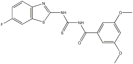 N-(3,5-dimethoxybenzoyl)-N'-(6-fluoro-1,3-benzothiazol-2-yl)thiourea Structure