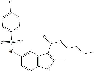 butyl 5-{[(4-fluorophenyl)sulfonyl]amino}-2-methyl-1-benzofuran-3-carboxylate Structure