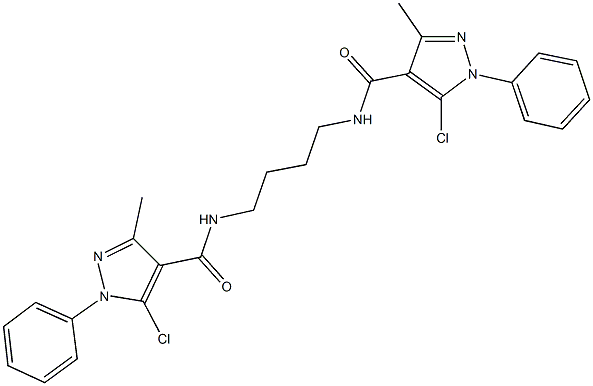5-chloro-N-(4-{[(5-chloro-3-methyl-1-phenyl-1H-pyrazol-4-yl)carbonyl]amino}butyl)-3-methyl-1-phenyl-1H-pyrazole-4-carboxamide Structure