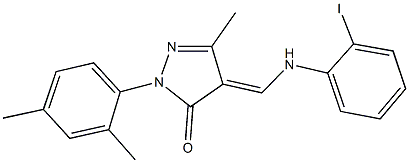 2-(2,4-dimethylphenyl)-4-[(2-iodoanilino)methylene]-5-methyl-2,4-dihydro-3H-pyrazol-3-one 구조식 이미지