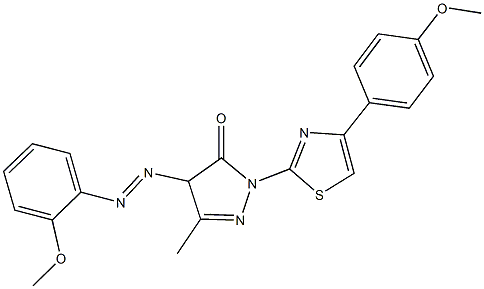 4-[(2-methoxyphenyl)diazenyl]-2-[4-(4-methoxyphenyl)-1,3-thiazol-2-yl]-5-methyl-2,4-dihydro-3H-pyrazol-3-one 구조식 이미지