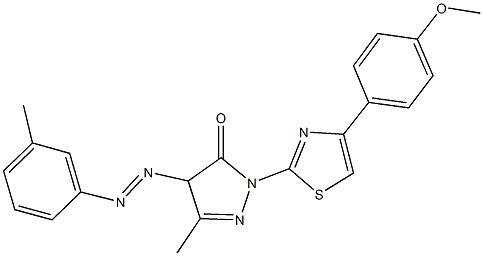 2-[4-(4-methoxyphenyl)-1,3-thiazol-2-yl]-5-methyl-4-[(3-methylphenyl)diazenyl]-2,4-dihydro-3H-pyrazol-3-one Structure