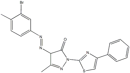 4-[(3-bromo-4-methylphenyl)diazenyl]-5-methyl-2-(4-phenyl-1,3-thiazol-2-yl)-2,4-dihydro-3H-pyrazol-3-one Structure