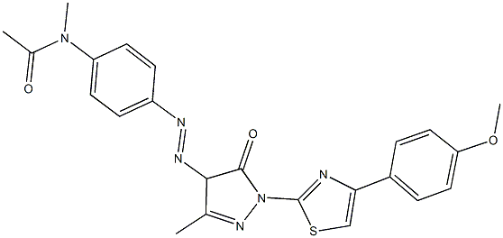 N-[4-({1-[4-(4-methoxyphenyl)-1,3-thiazol-2-yl]-3-methyl-5-oxo-4,5-dihydro-1H-pyrazol-4-yl}diazenyl)phenyl]-N-methylacetamide 구조식 이미지