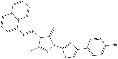 2-[4-(4-bromophenyl)-1,3-thiazol-2-yl]-5-methyl-4-(1-naphthyldiazenyl)-2,4-dihydro-3H-pyrazol-3-one 구조식 이미지