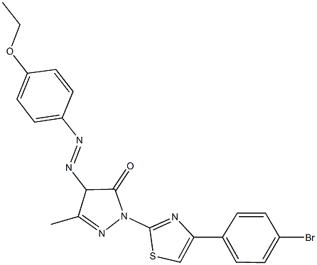 2-[4-(4-bromophenyl)-1,3-thiazol-2-yl]-4-[(4-ethoxyphenyl)diazenyl]-5-methyl-2,4-dihydro-3H-pyrazol-3-one 구조식 이미지