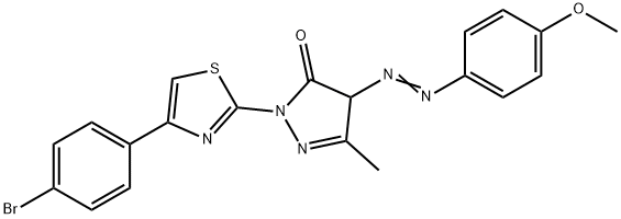 2-[4-(4-bromophenyl)-1,3-thiazol-2-yl]-4-[(4-methoxyphenyl)diazenyl]-5-methyl-2,4-dihydro-3H-pyrazol-3-one Structure