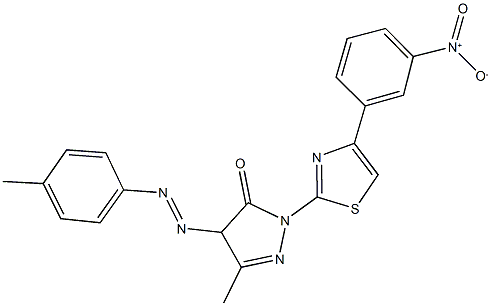 2-(4-{3-nitrophenyl}-1,3-thiazol-2-yl)-5-methyl-4-[(4-methylphenyl)diazenyl]-2,4-dihydro-3H-pyrazol-3-one 구조식 이미지