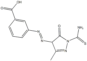 3-{[1-(aminocarbothioyl)-3-methyl-5-oxo-4,5-dihydro-1H-pyrazol-4-yl]diazenyl}benzoic acid 구조식 이미지